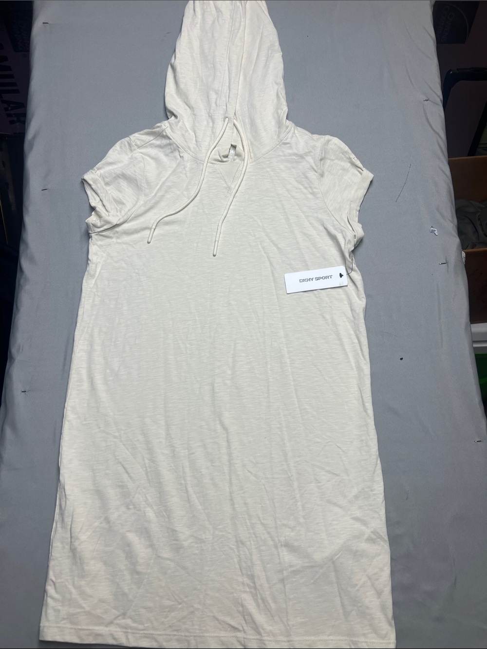 Dkny Cream Hooded Cap-Sleeve Tunic 0821